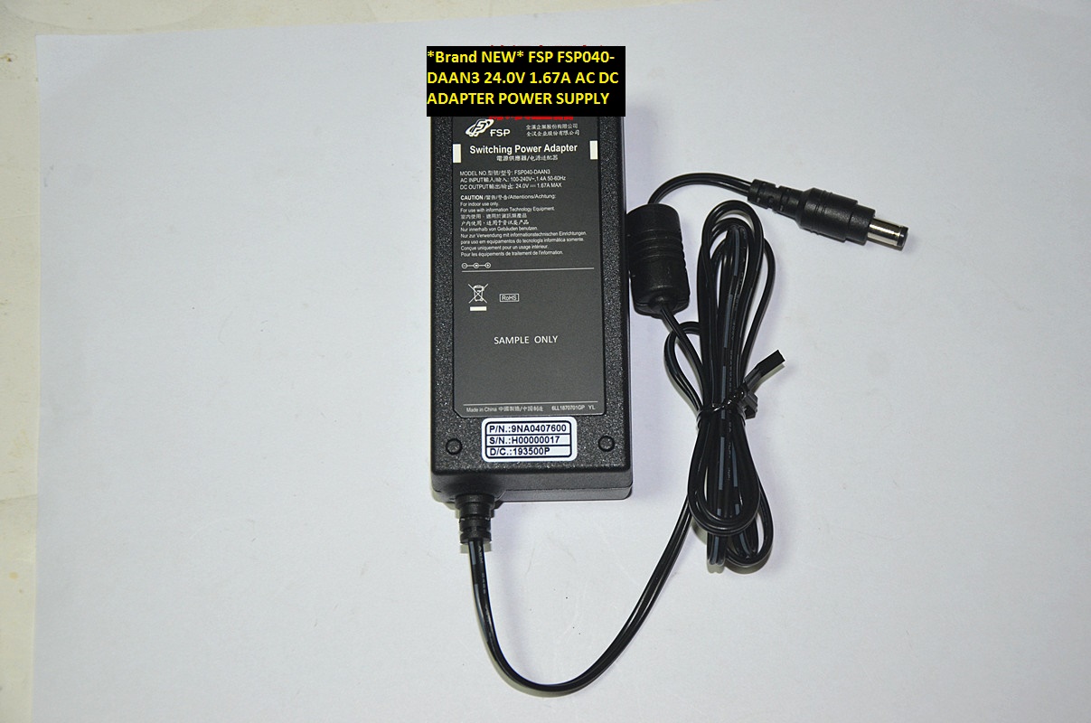 *Brand NEW* 5.5*2.5 AC100-240V FSP040-DAAN3 FSP 24.0V 1.67A AC DC ADAPTER POWER SUPPLY